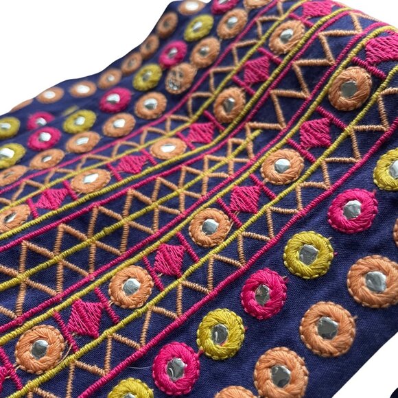 Majorelle Embroidered Cotton Sunset Mirrorwork & Tassels Top - Picture 5 of 7